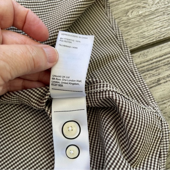 UNTUCKit Men's Taupe Brown Checkered Button Down Shirt Size XXL - Picture 5 of 8